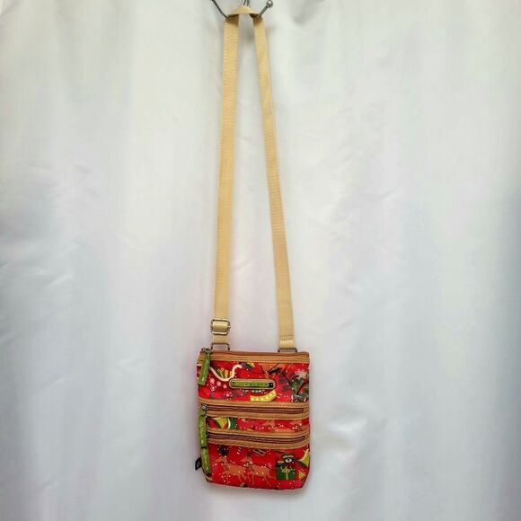Lily Bloom Christmas Passport Crossbody Bag 3 Zip Pockets Adjustable Strap - Picture 4 of 12